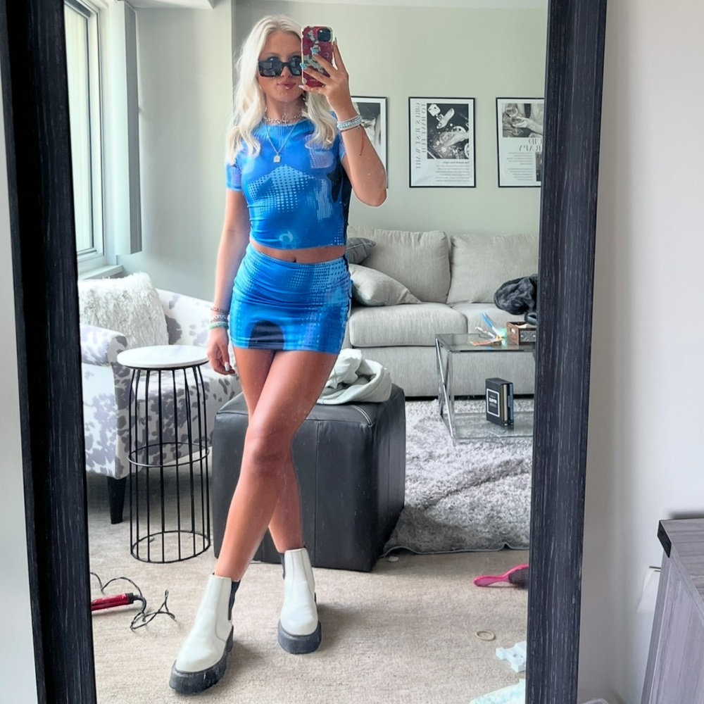 Blue Patterned Two-Piece Set